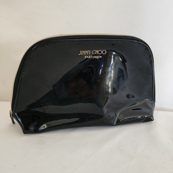 Jimmy Choo Handbags - Jimmy Choo Parfums Pleather Black Bag Makeup Case Gold Tone Zipper